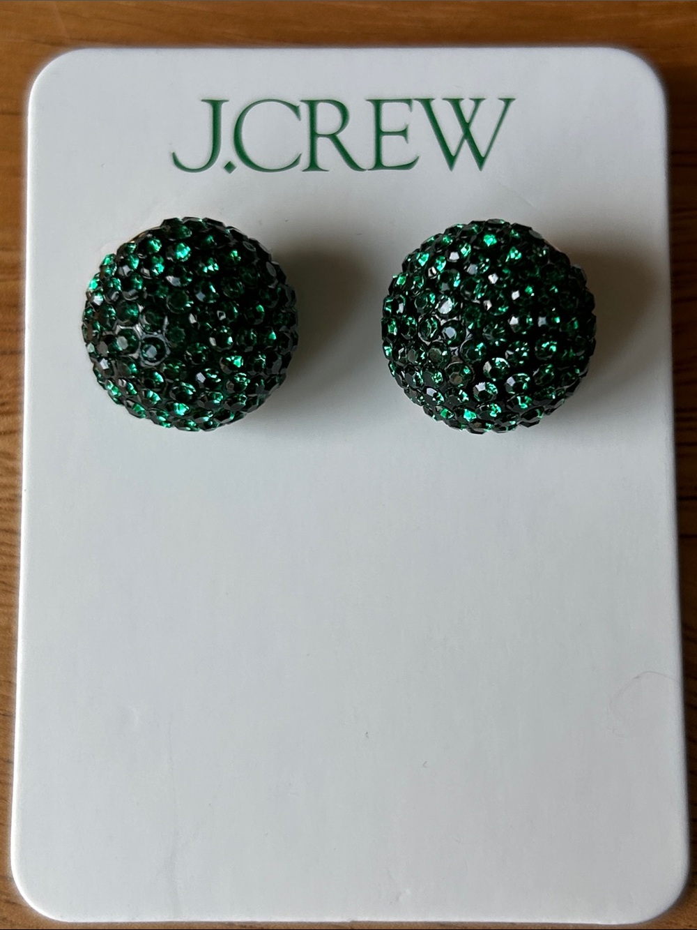 J. Crew Green Crystal Studded Ball Earrings